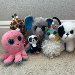 Ty Pink and Gray Small Pets Plush Toys